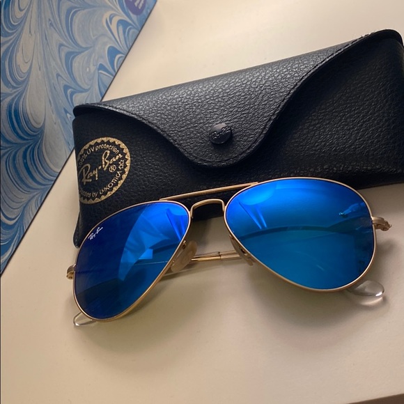 Kids Ray-Ban Blue Reflective Aviator Sunglasses - Picture 1 of 2